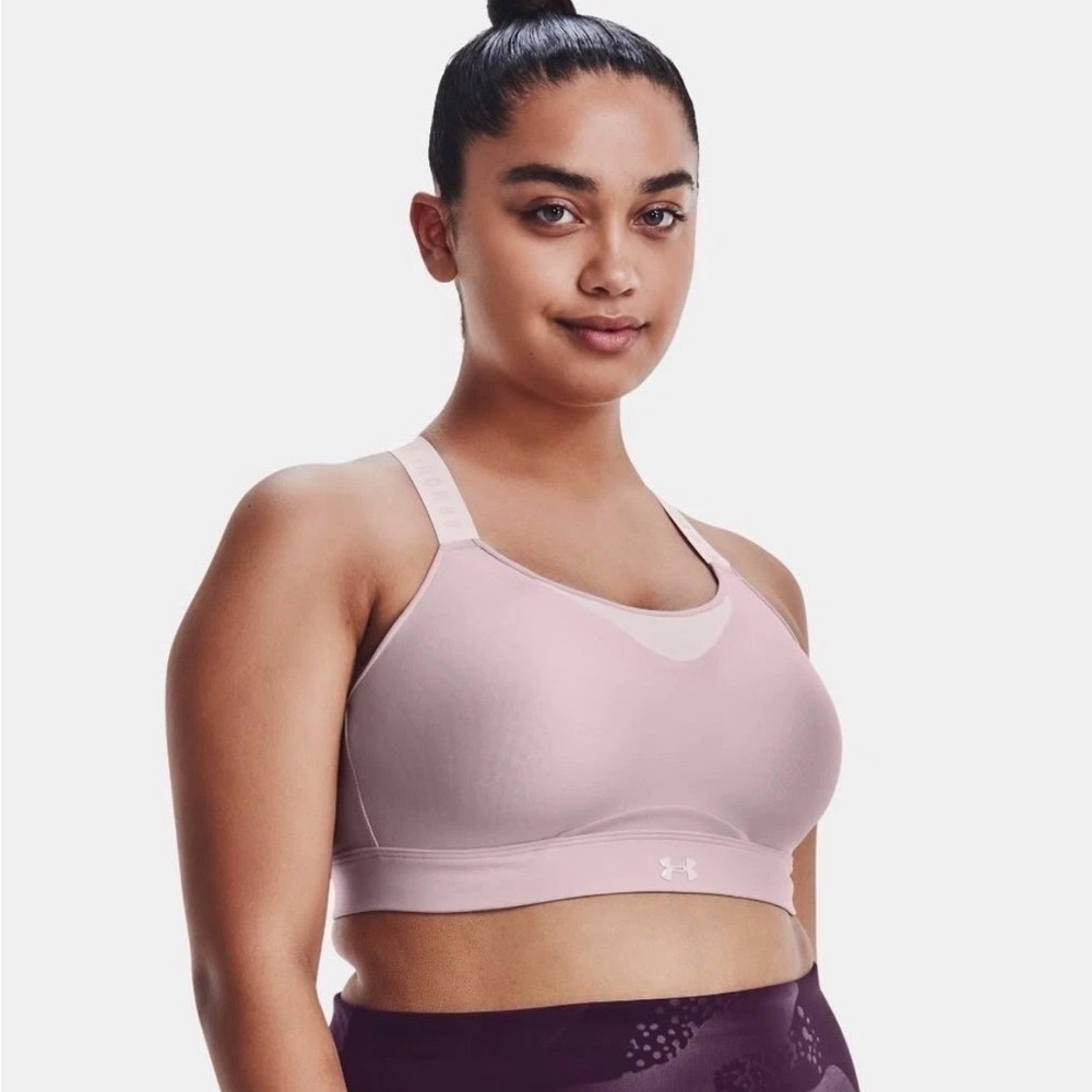 Under Armour Women's Light Pink Breathable Sports Bra,Size 2X,Made in Vietnam